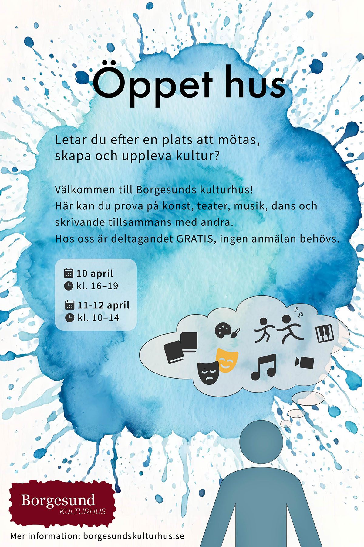 Flyer för Borgesund Kulturhus öppet hus